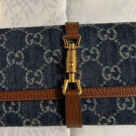 ONE DAY SALE! Gucci New Denim GG Monogram Jackie 1961 Chain crossbody bag NEW - Picture 9 of 16